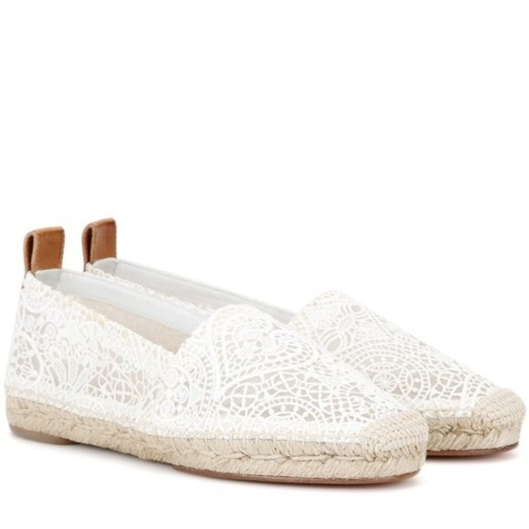 Chloe | Scalloped Lace Espadrille Flat - Picture 1 of 10